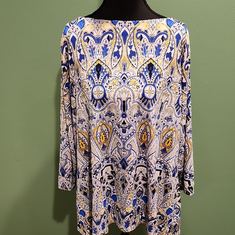 Charter Club Blue and Yellow Paisley Blouse